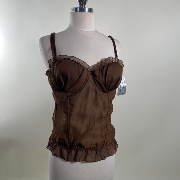 Vintage brown sheer corset top - Picture 1 of 5